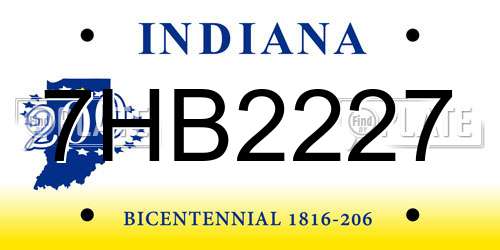7HB2227 Indiana License Plate