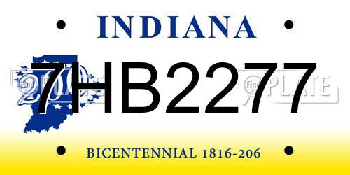 7HB2277 Indiana License Plate