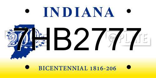 7HB2777 Indiana License Plate