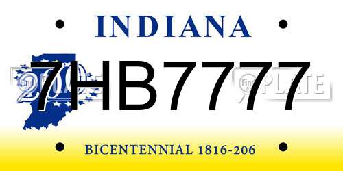 7HB7777 Indiana License Plate