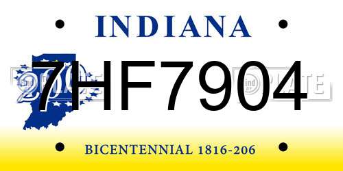 7HF7904 Indiana License Plate