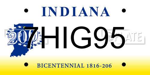 7HIG95 Indiana License Plate