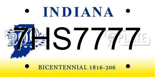 7HS7777 Indiana License Plate