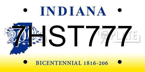 7HST777 Indiana License Plate