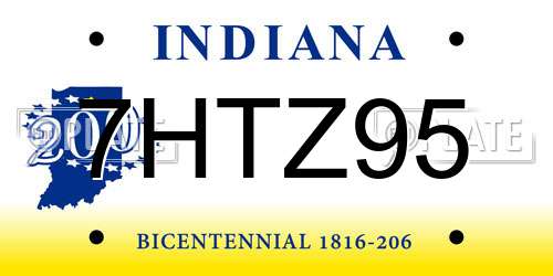 7HTZ95 Indiana License Plate