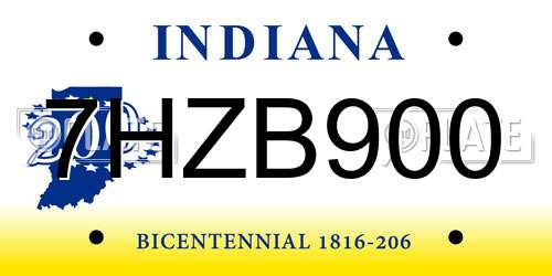 7HZB900 Indiana License Plate