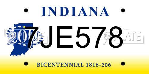 7JE578 Indiana License Plate