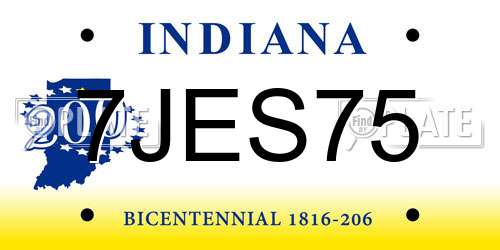 7JES75 Indiana License Plate