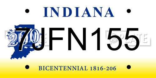 7JFN155 Indiana License Plate