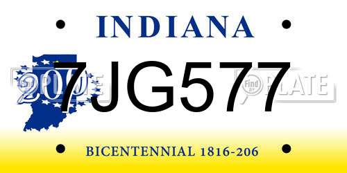 7JG577 Indiana License Plate