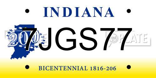 7JGS77 Indiana License Plate