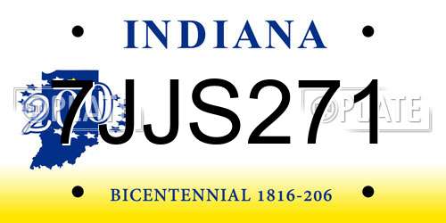7JJS271 Indiana License Plate