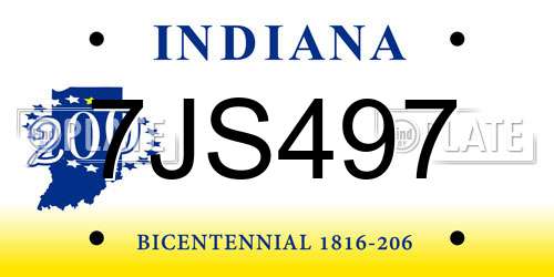 7JS497 Indiana License Plate