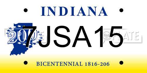 7JSA15 Indiana License Plate
