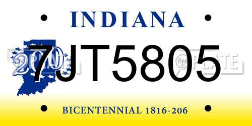 7JT5805 Indiana License Plate