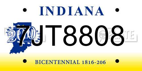 7JT8808 Indiana License Plate
