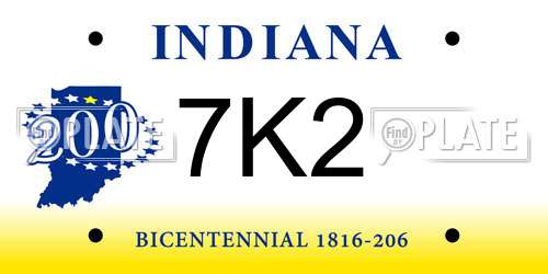 7K2 Indiana License Plate