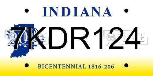 7KDR124 Indiana License Plate