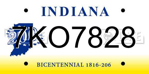 7KO7828 Indiana License Plate
