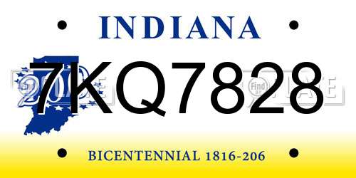7KQ7828 Indiana License Plate