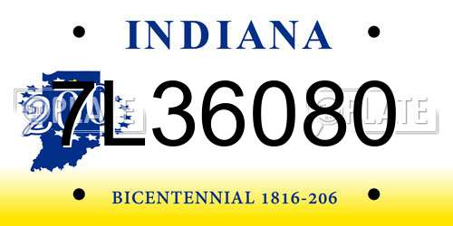 7L36080 Indiana License Plate