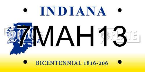 7MAH13 Indiana License Plate