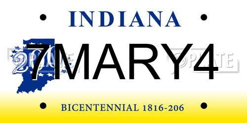 7MARY4 Indiana License Plate