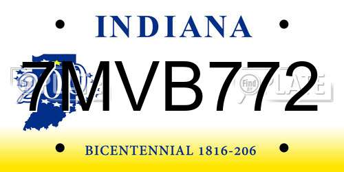 7MVB772 Indiana License Plate