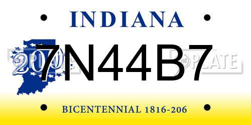 7N44B7 Indiana License Plate