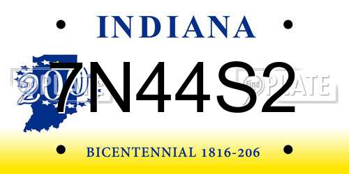 7N44S2 Indiana License Plate