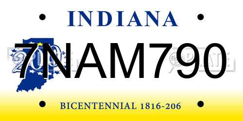 7NAM790 Indiana License Plate