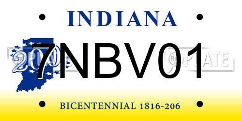 7NBV01 Indiana License Plate
