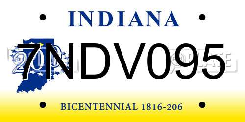 7NDV095 Indiana License Plate
