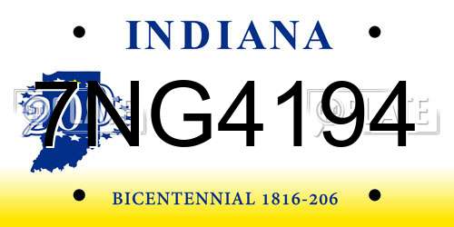 7NG4194 Indiana License Plate