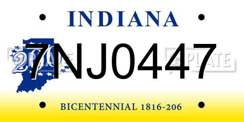 7NJ0447 Indiana License Plate