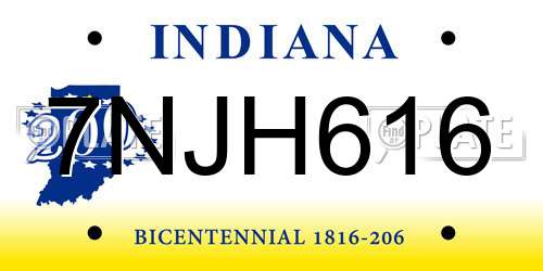 7NJH616 Indiana License Plate