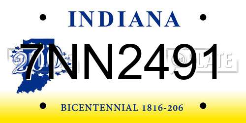 7NN2491 Indiana License Plate