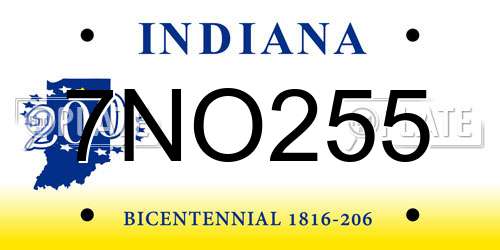 7NO255 Indiana License Plate