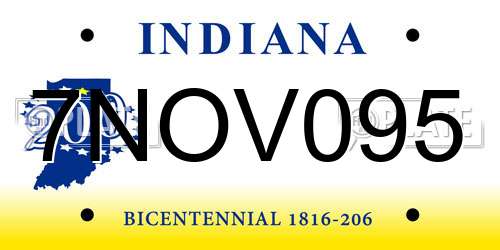 7NOV095 Indiana License Plate