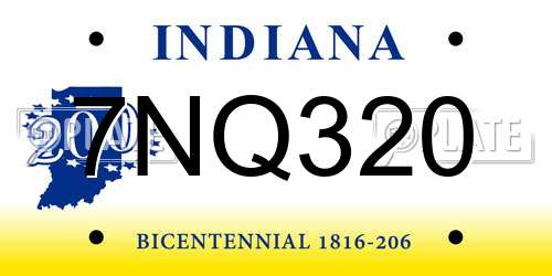 7NQ320 Indiana License Plate