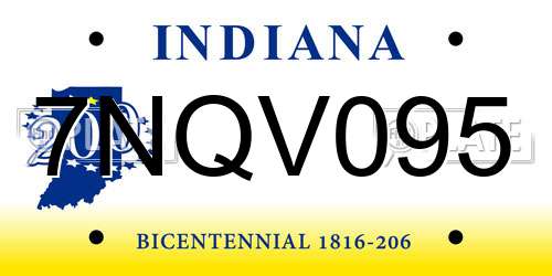 7NQV095 Indiana License Plate