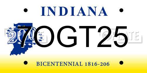 7OGT25 Indiana License Plate