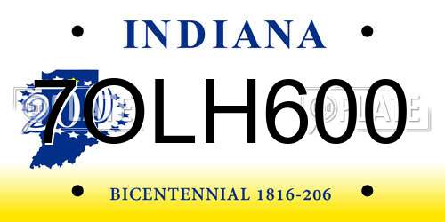 7OLH600 Indiana License Plate