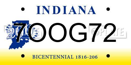 7OOG72 Indiana License Plate