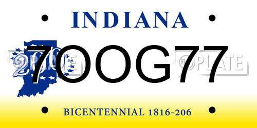 7OOG77 Indiana License Plate