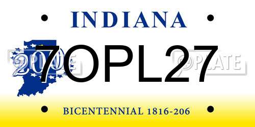 7OPL27 Indiana License Plate