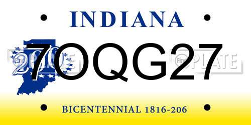 7OQG27 Indiana License Plate