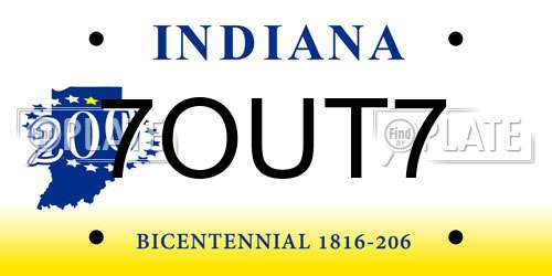 7OUT7 Indiana License Plate