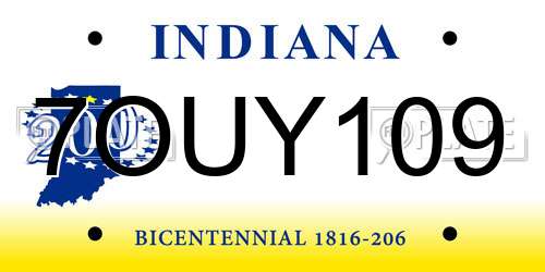 7OUY109 Indiana License Plate