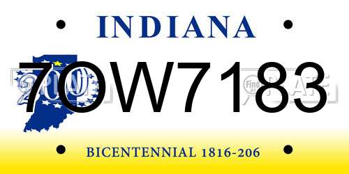 7OW7183 Indiana License Plate